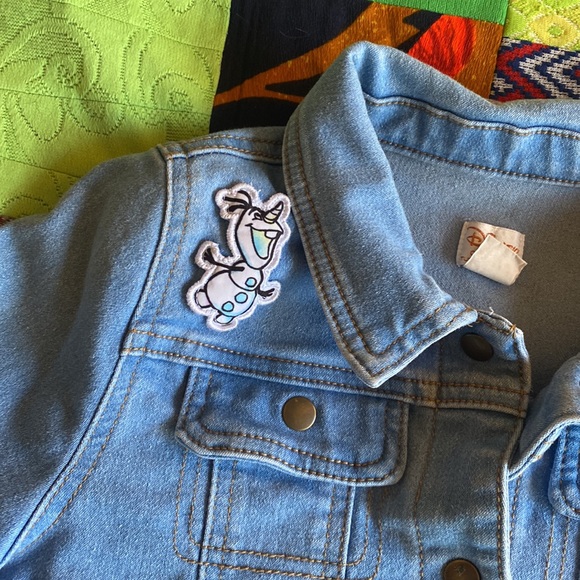 Disney Frozen Elsa Olaf Little Girl's Jean Jacket Size 10 Tutu Couture - Picture 4 of 8